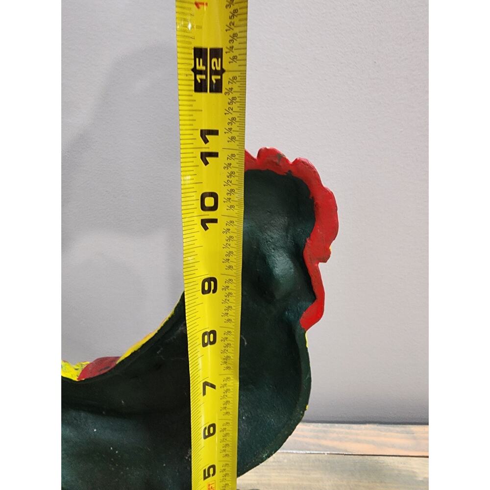 Vintage Cast Iron Rooster Door Stop 11" Hand Painted Heavy - Picture 7 of 10